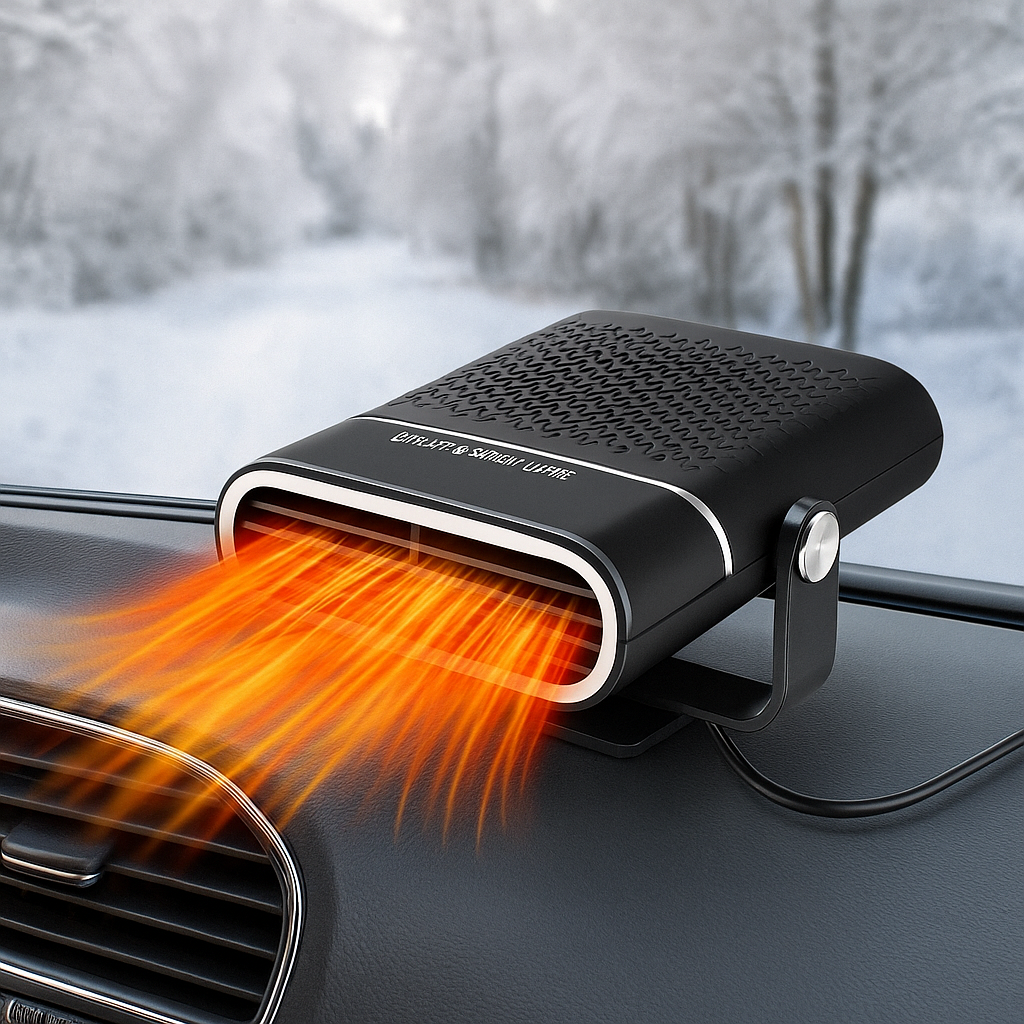 Kompakt bilvärmare med USB och 12V – Snabb avfrostning och ventilation