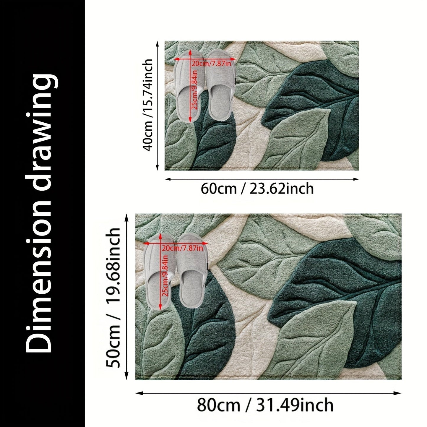 Mjuk och absorberande badrumsmatta med bladdesign
