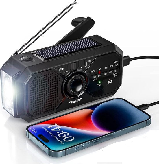 Bärbar Nödradio med Solenergi och SOS för Utomhusbruk