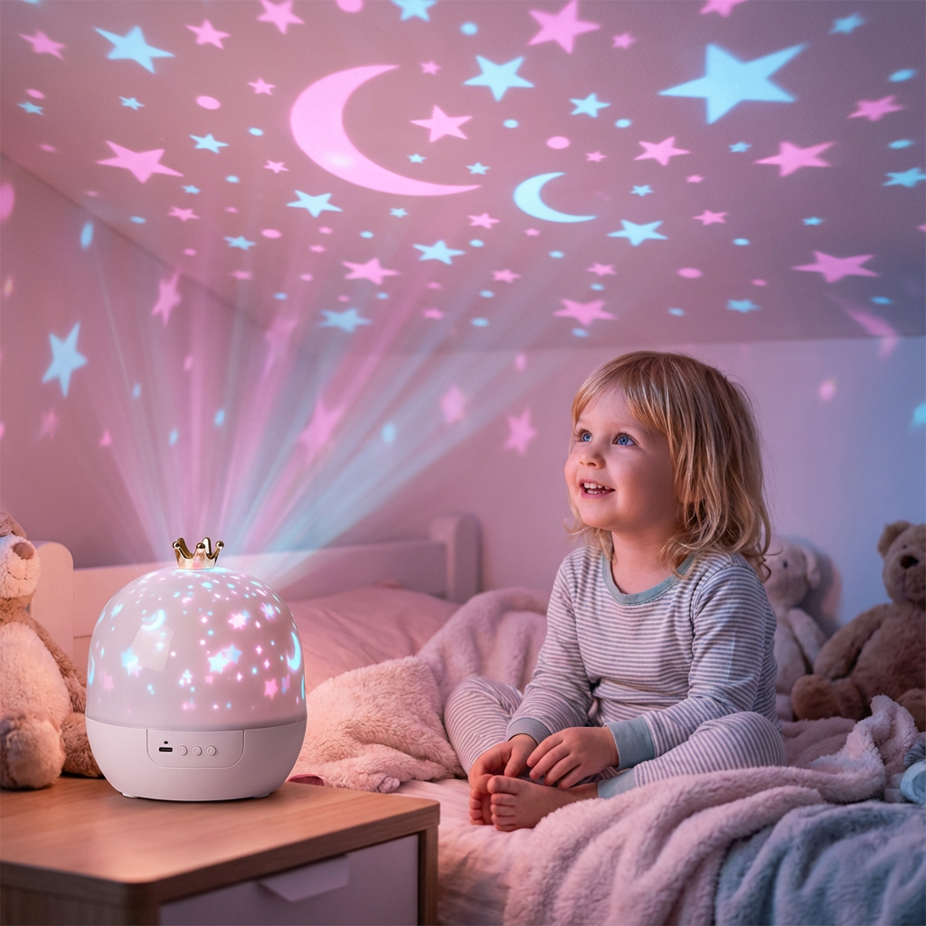 Barn Nattelys med Projektor – 2-i-1 Funktion