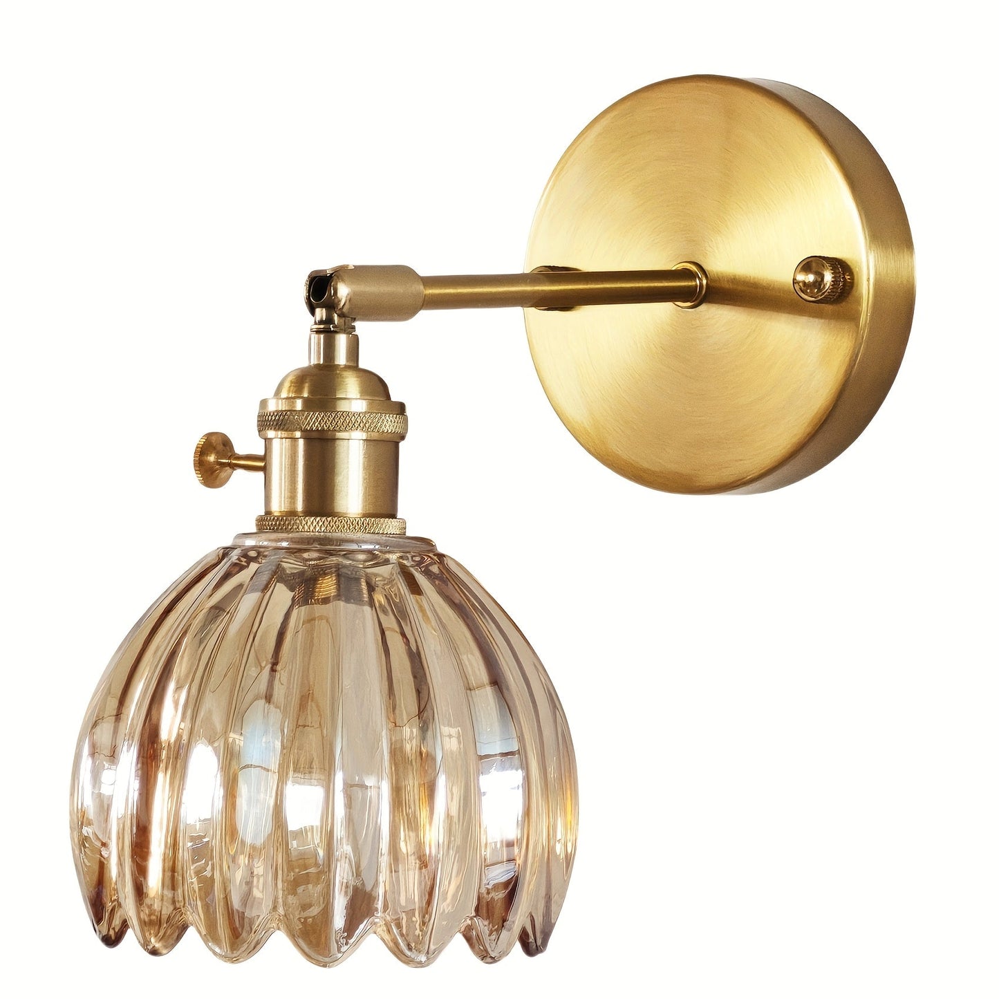 Elegant vägglampa i glas med rosa skärm och guldfinish