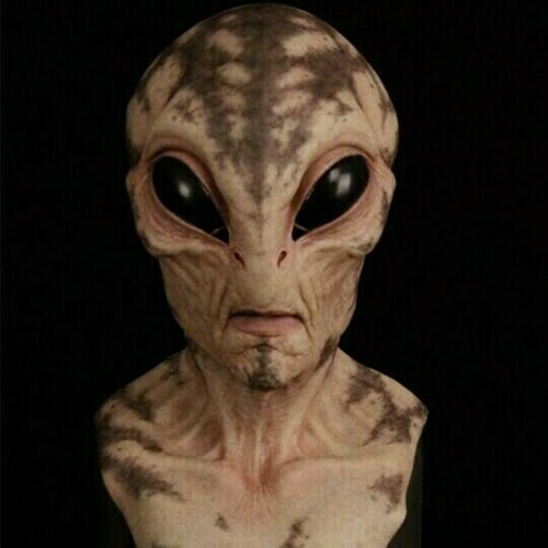 Realistisk Alien Mask CosmicMorph | Handmålad Halloween Maskeradtillbehör