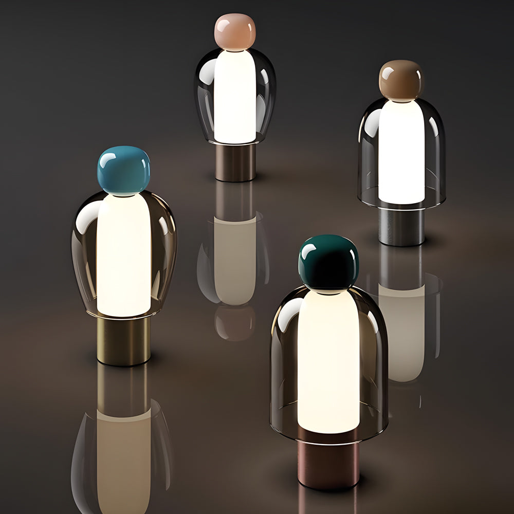 Genopladelig Bordlampe i Glas med Justerbar LED-lys