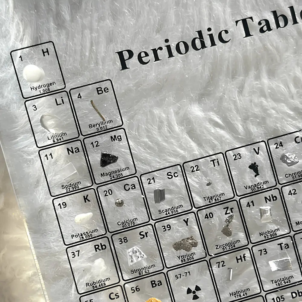 Lysende Periodetabel med Ægte Elementer - Unik Dekoration