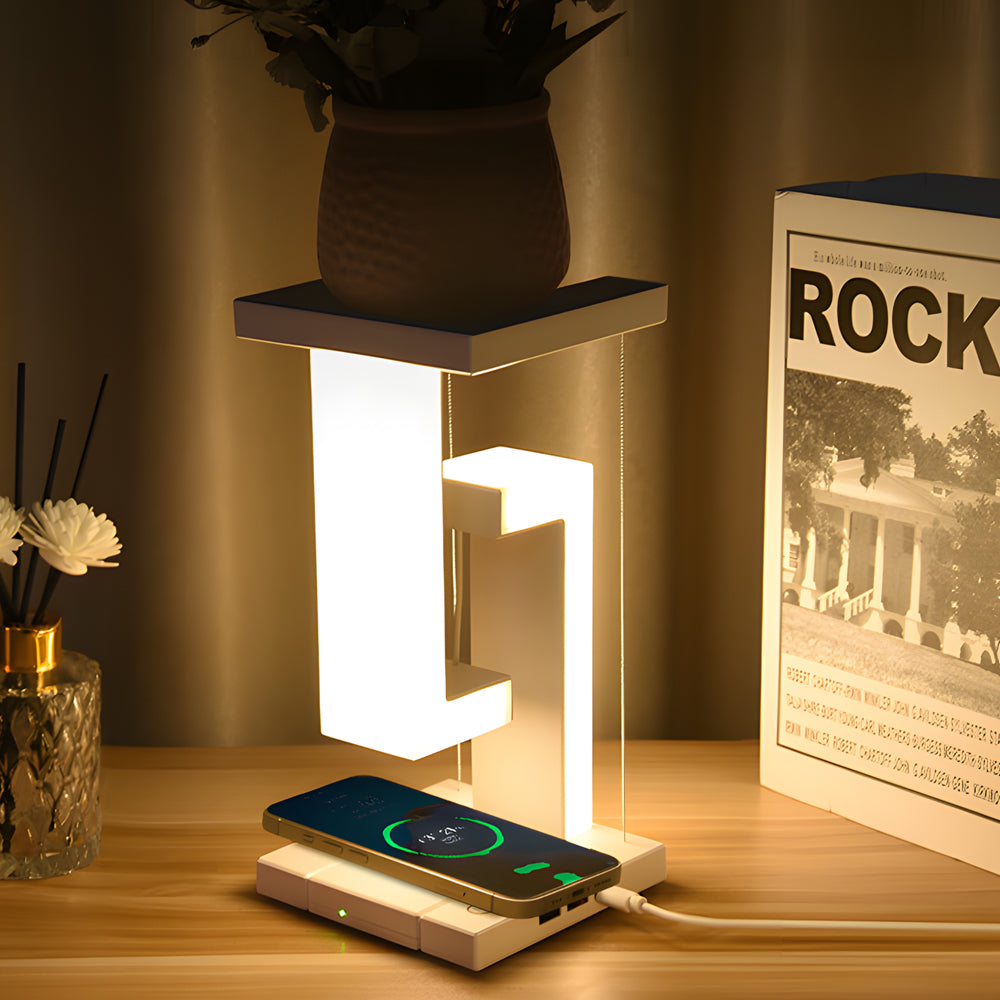 Svävande Bordslampa med USB-laddning och Justerbar LED
