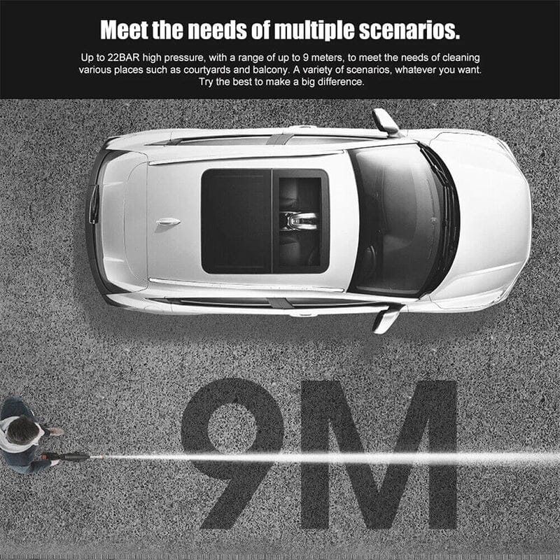 Trådløs Bærbar Højtryks Sprøjte Vandpistol Sæt | Ideel til Rengøring af Biler, Terrasser & Havemøbler