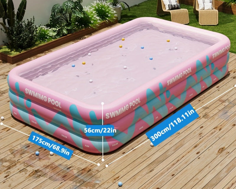 Uppblåsbar trädgårdspool – hållbar PVC för sommarfester och familjeunderhållning