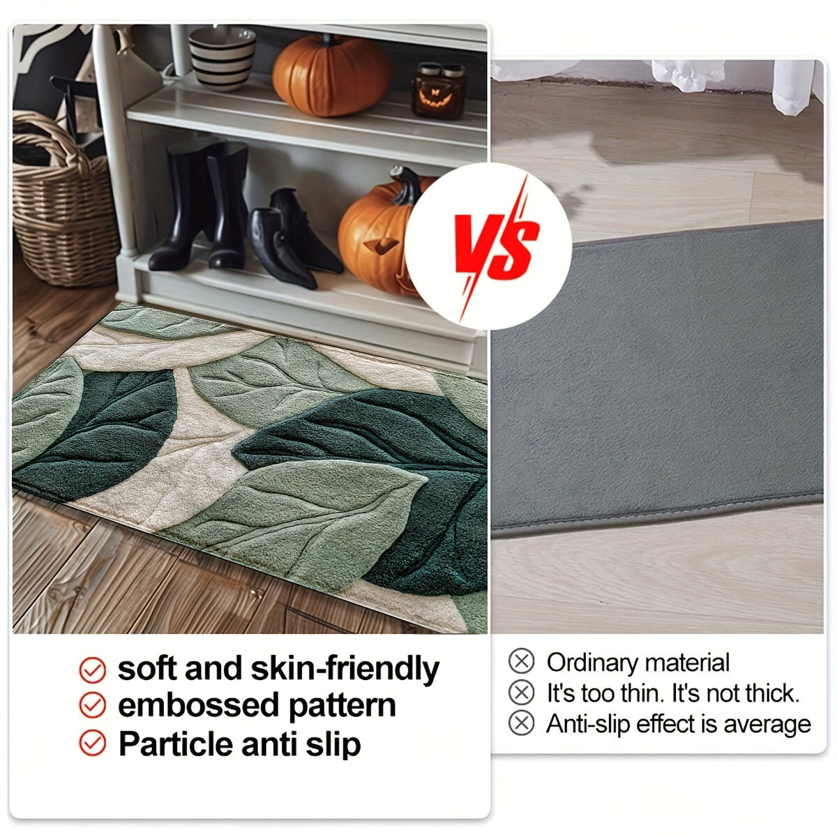 Mjuk och absorberande badrumsmatta med bladdesign