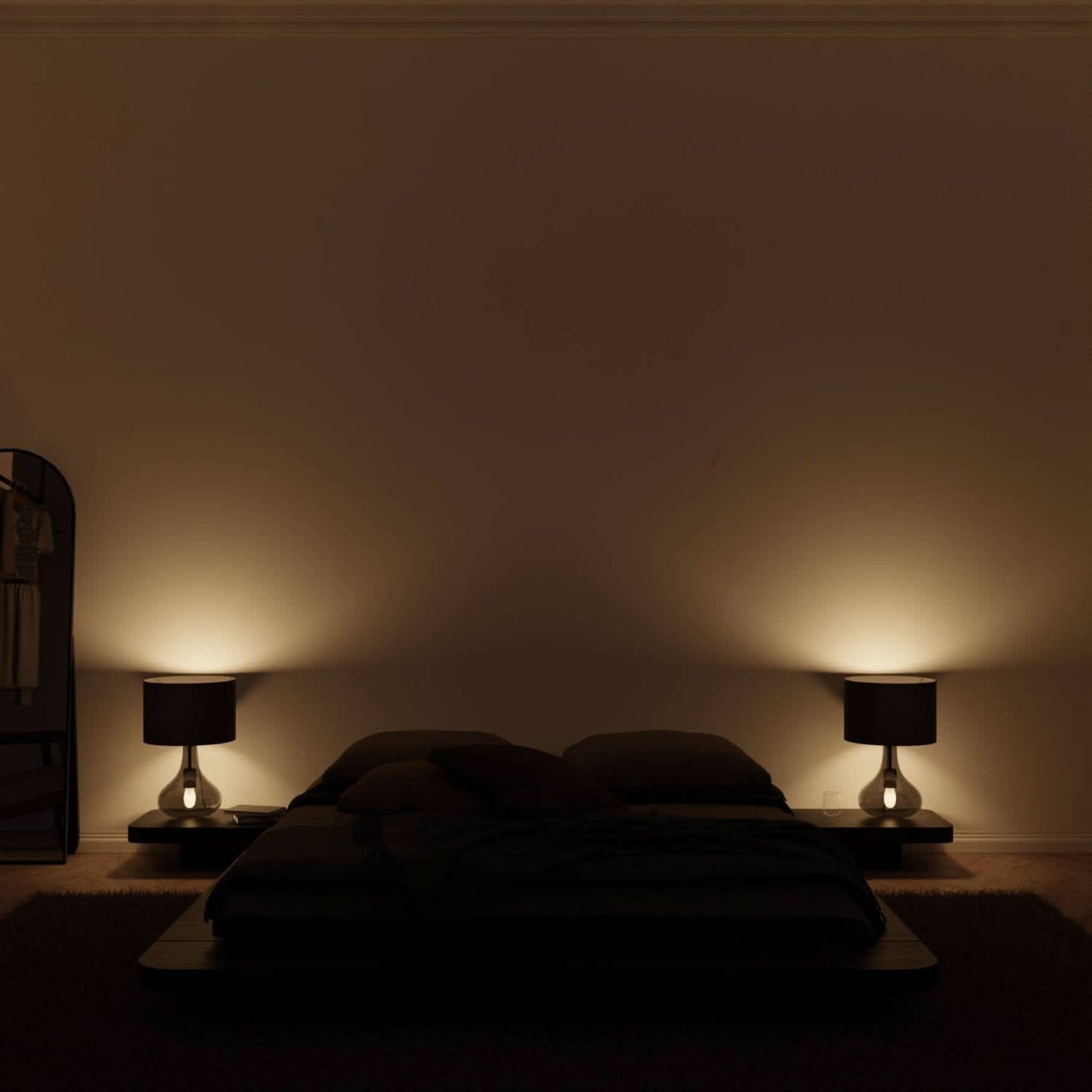 Moderne Natlampe med Dobbeltpære og Elegant Metaldesign