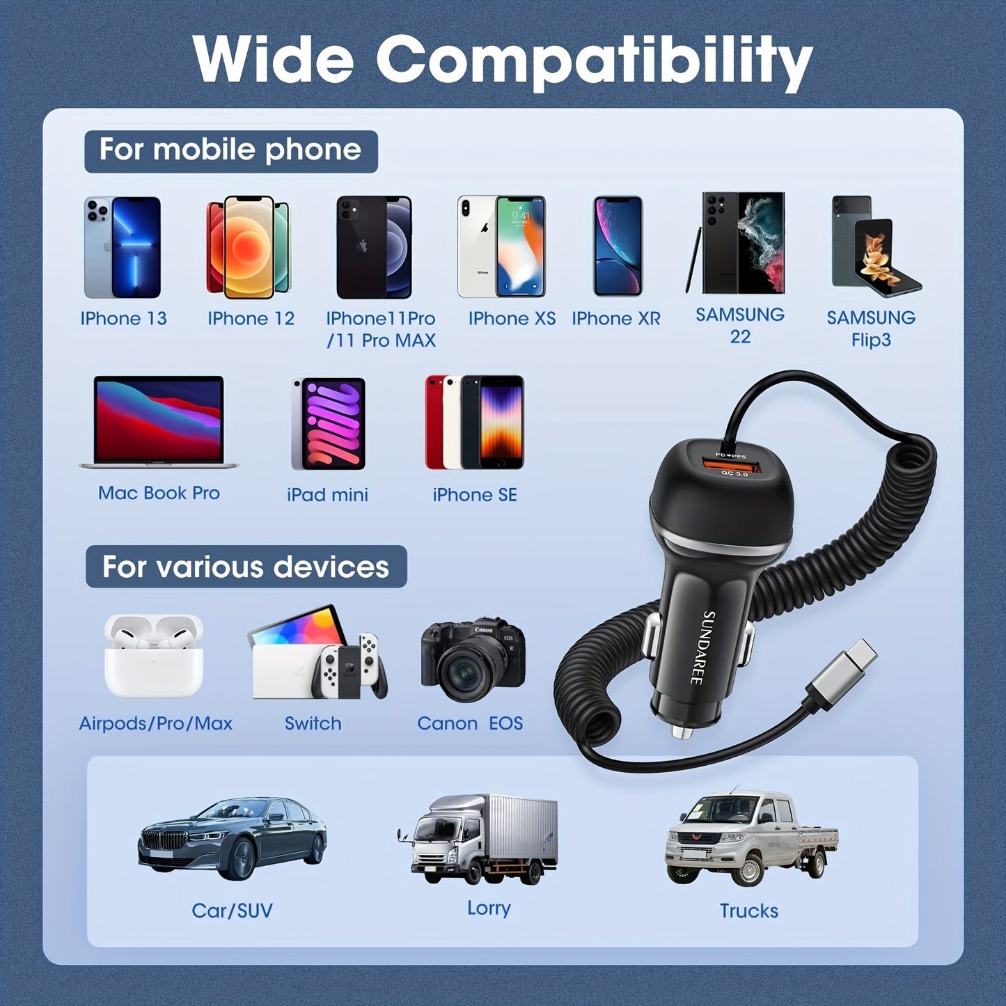 51W Hurtig USB-C Biloplader – Ideel til hurtig opladning af enheder