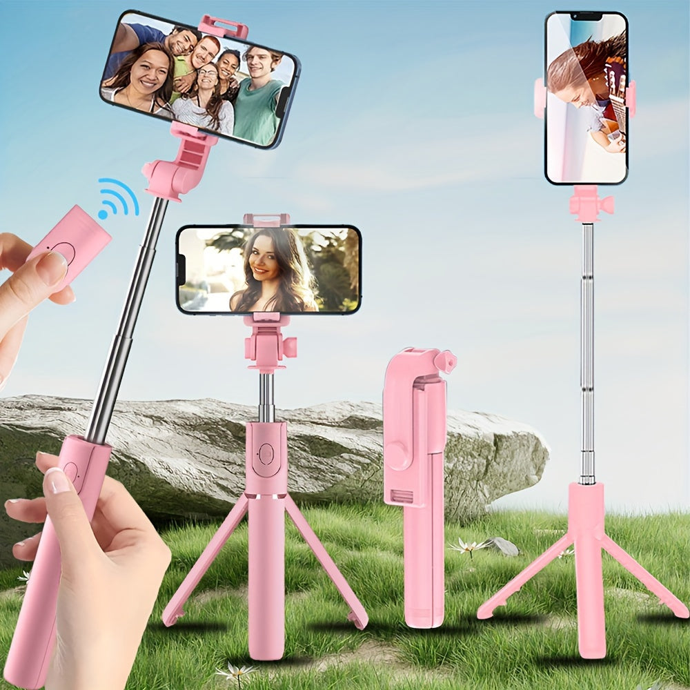 Kompakt Selfiestang med Trådløs Fjernbetjening og 360° Rotation