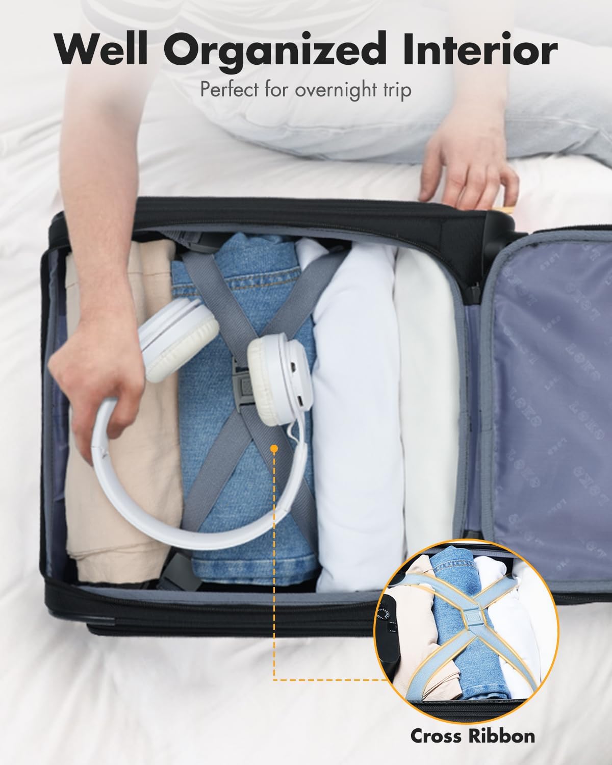 Godkänt handbagage för flygresor med snurrbara hjul och laptopfack