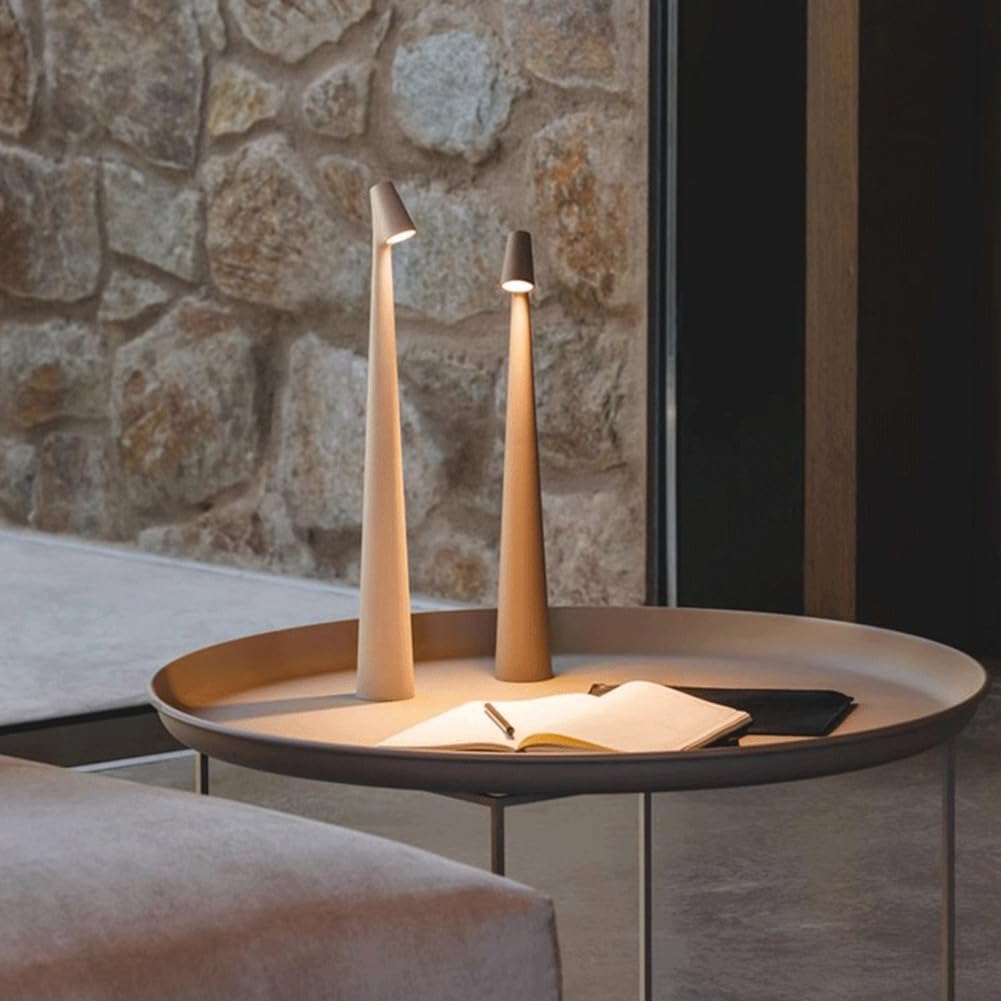 Trådløs LED Bordlampe i Rød Metal - Lang Batterilevetid