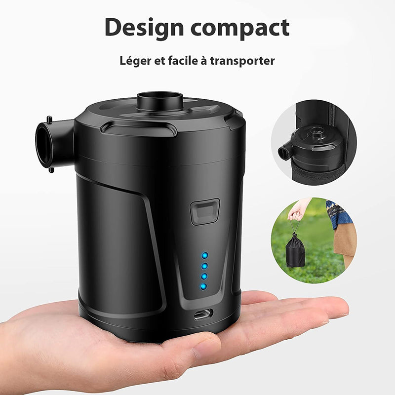 Trådløs Elektrisk Luftpumpe med Genopladelig Batteri - 3 Dyser