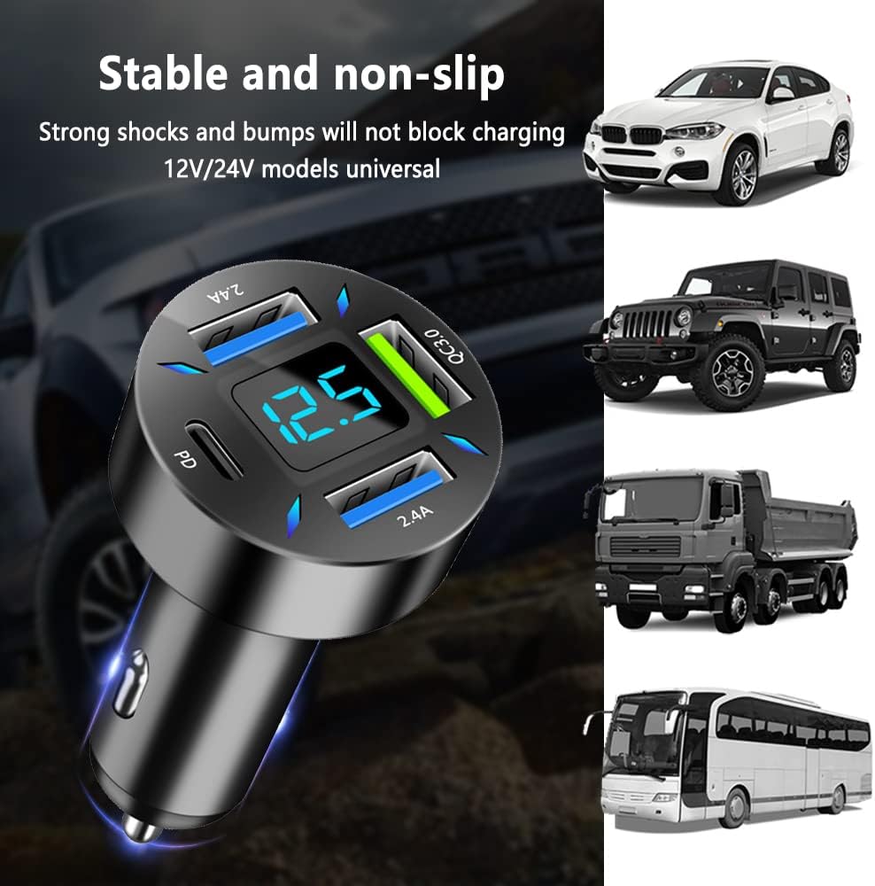 66W Billaddare med USB PD och QC 3.0 – Universal 12-24V