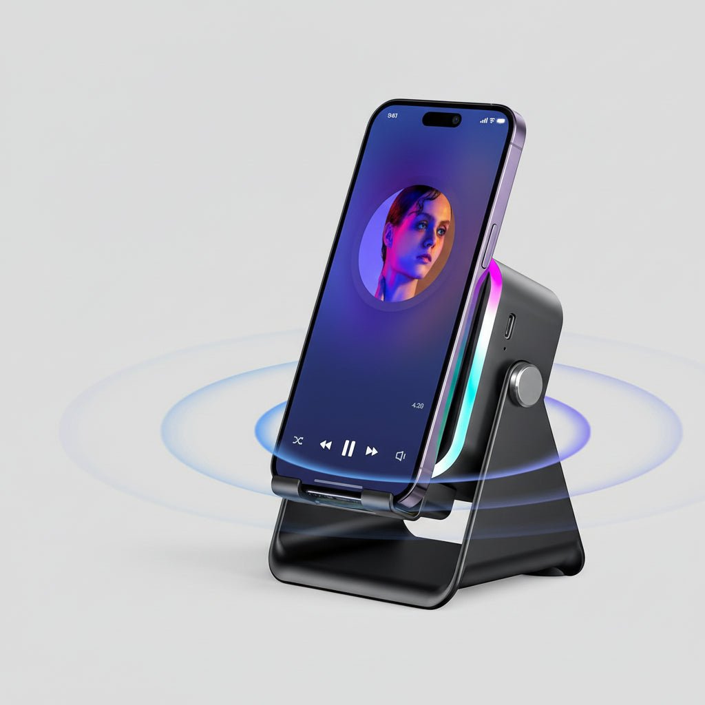Trådløs Bluetooth Højttalerstander med Induktionsladning