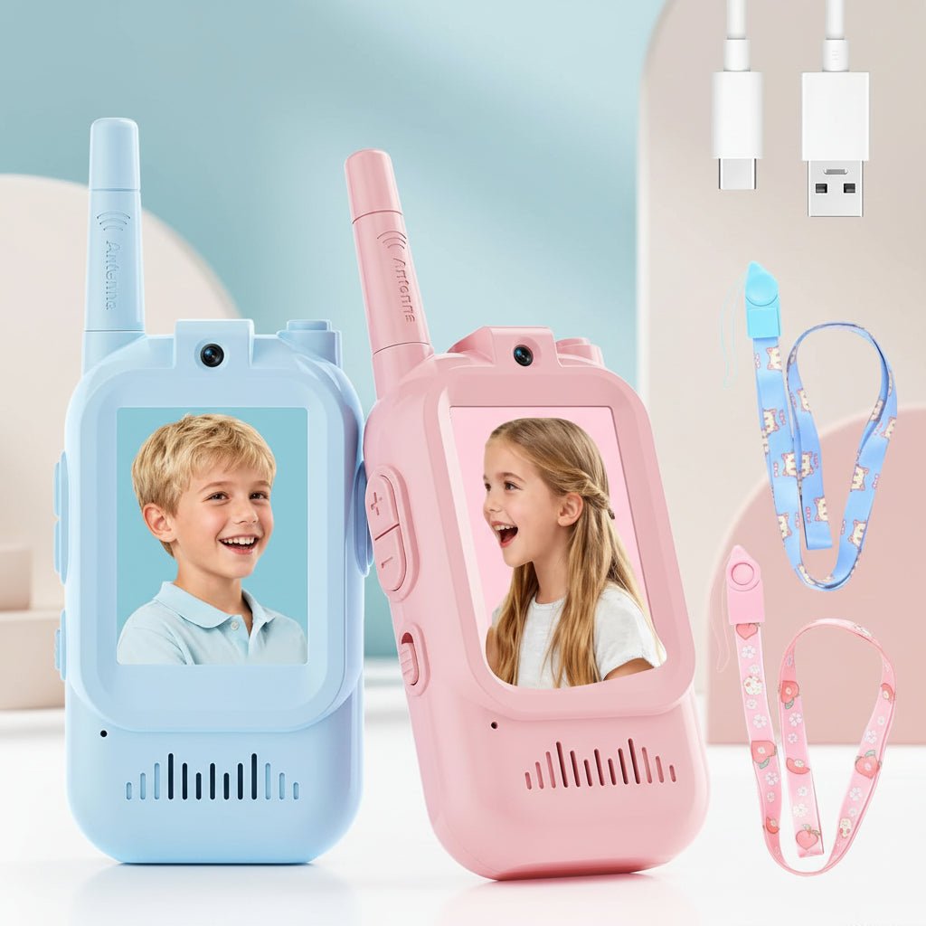 Børne-video-walkie talkies med kamera og lang rækkevidde
