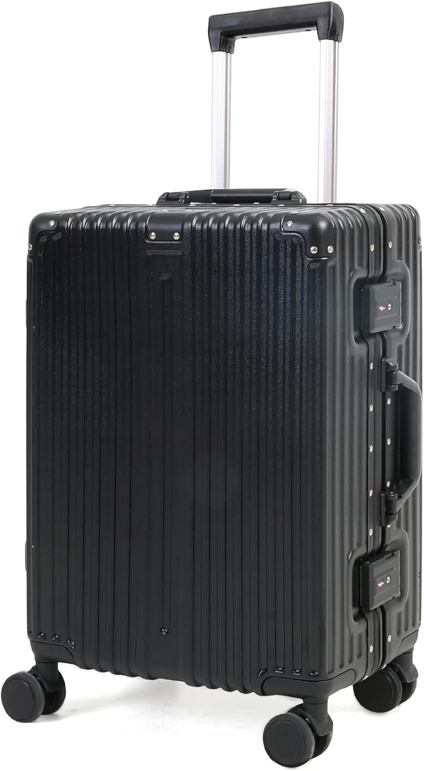 Lättviktsbagage i aluminium med TSA-lås och tystgående hjul