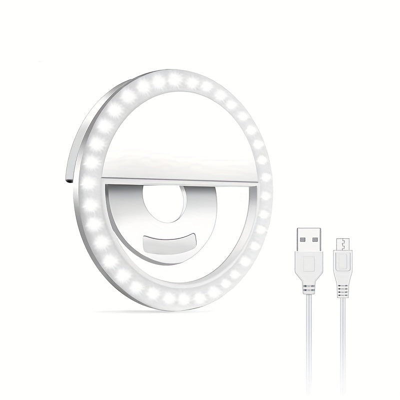 Genopladelig LED Selfie Ringlampe til Makeup og Perfekte Selfies