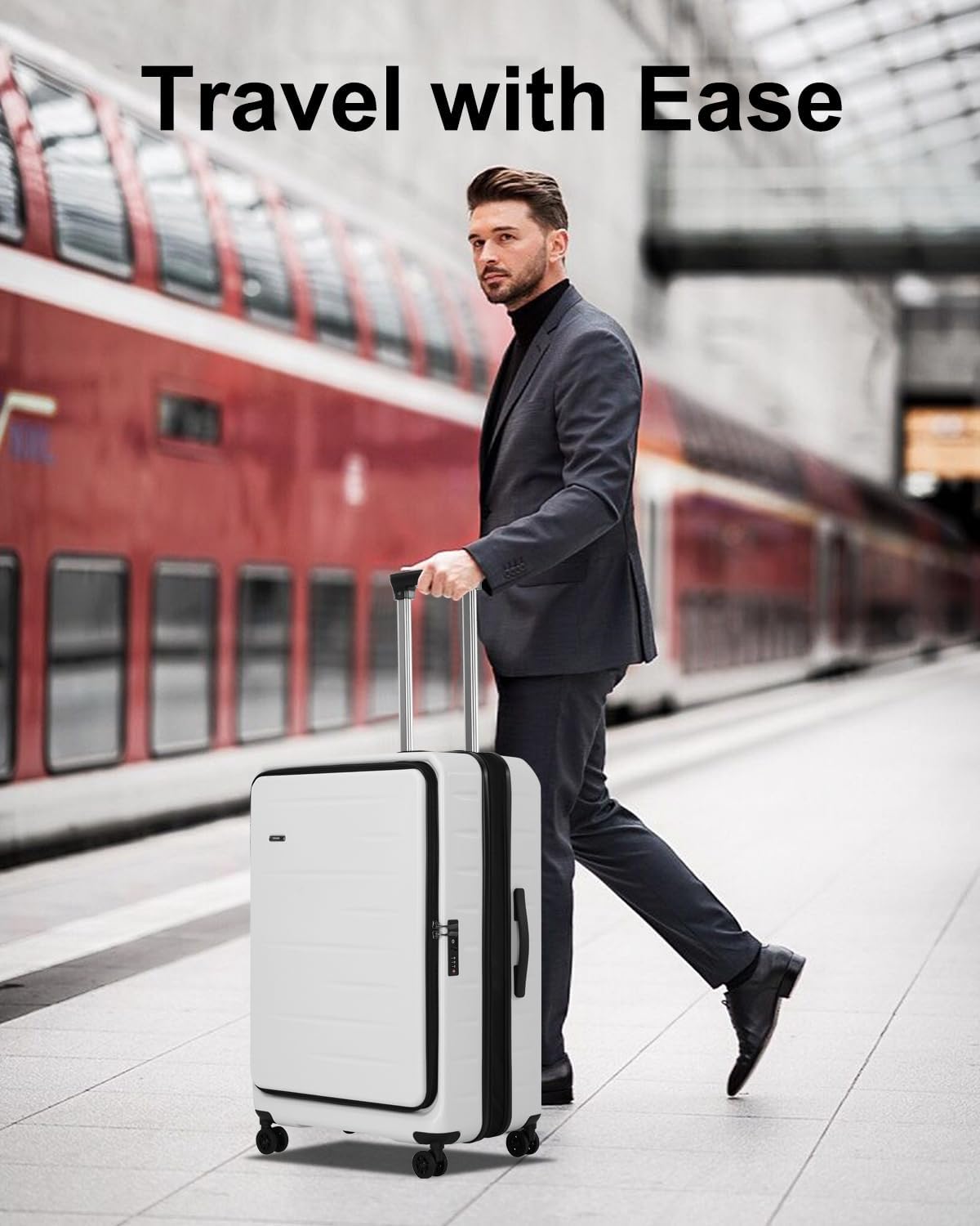 Udvidelig håndbagage med frontlomme og TSA-lås