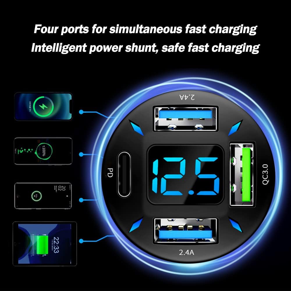 66W Billaddare med USB PD och QC 3.0 – Universal 12-24V