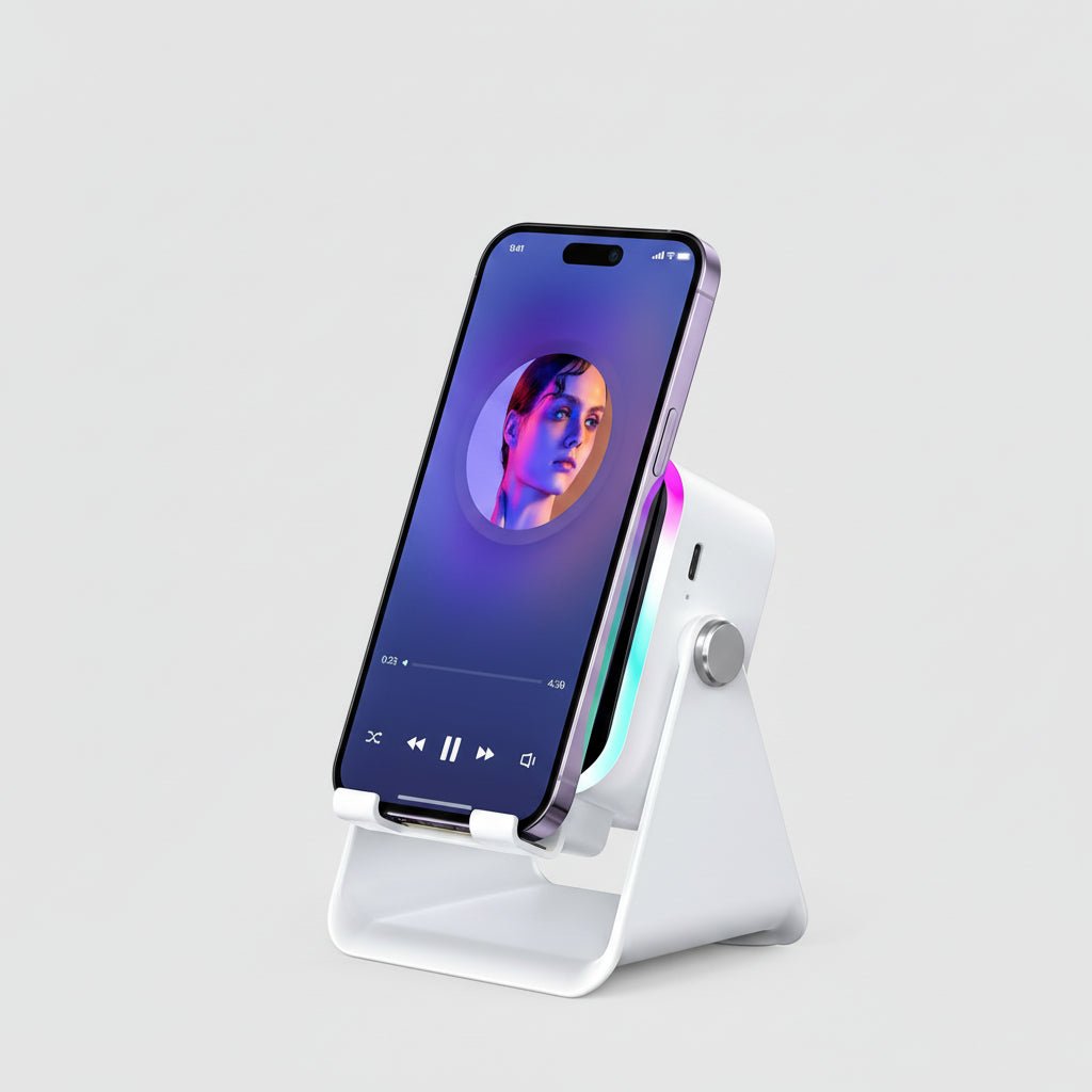 Trådløs Bluetooth Højttalerstander med Induktionsladning