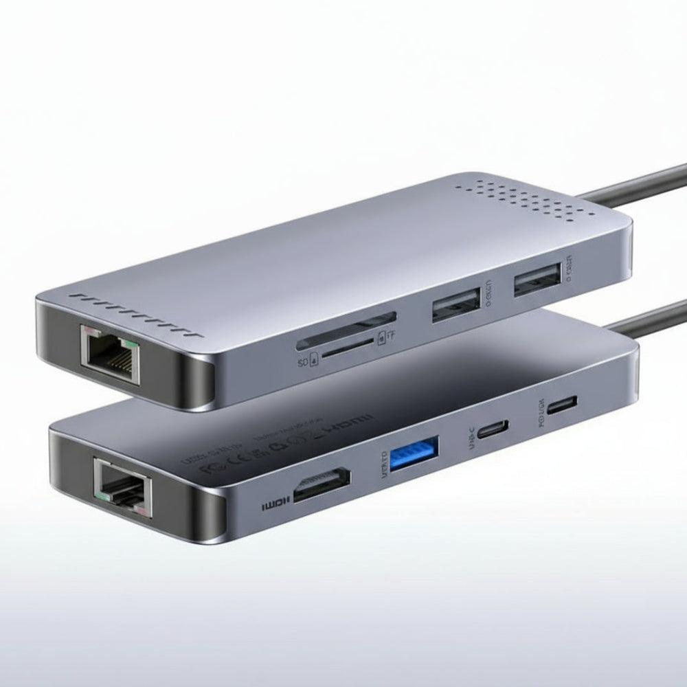 USB-C dockningsstation för dubbla 4K-skärmar med snabbladdning