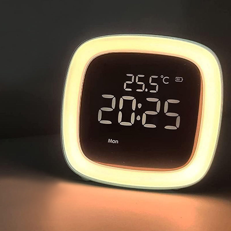 LED Børnevækkeur med Blid Natlampe og Multifunktioner