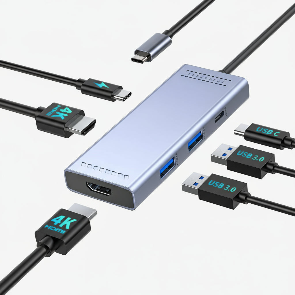 USB-C dockningsstation för dubbla 4K-skärmar med snabbladdning