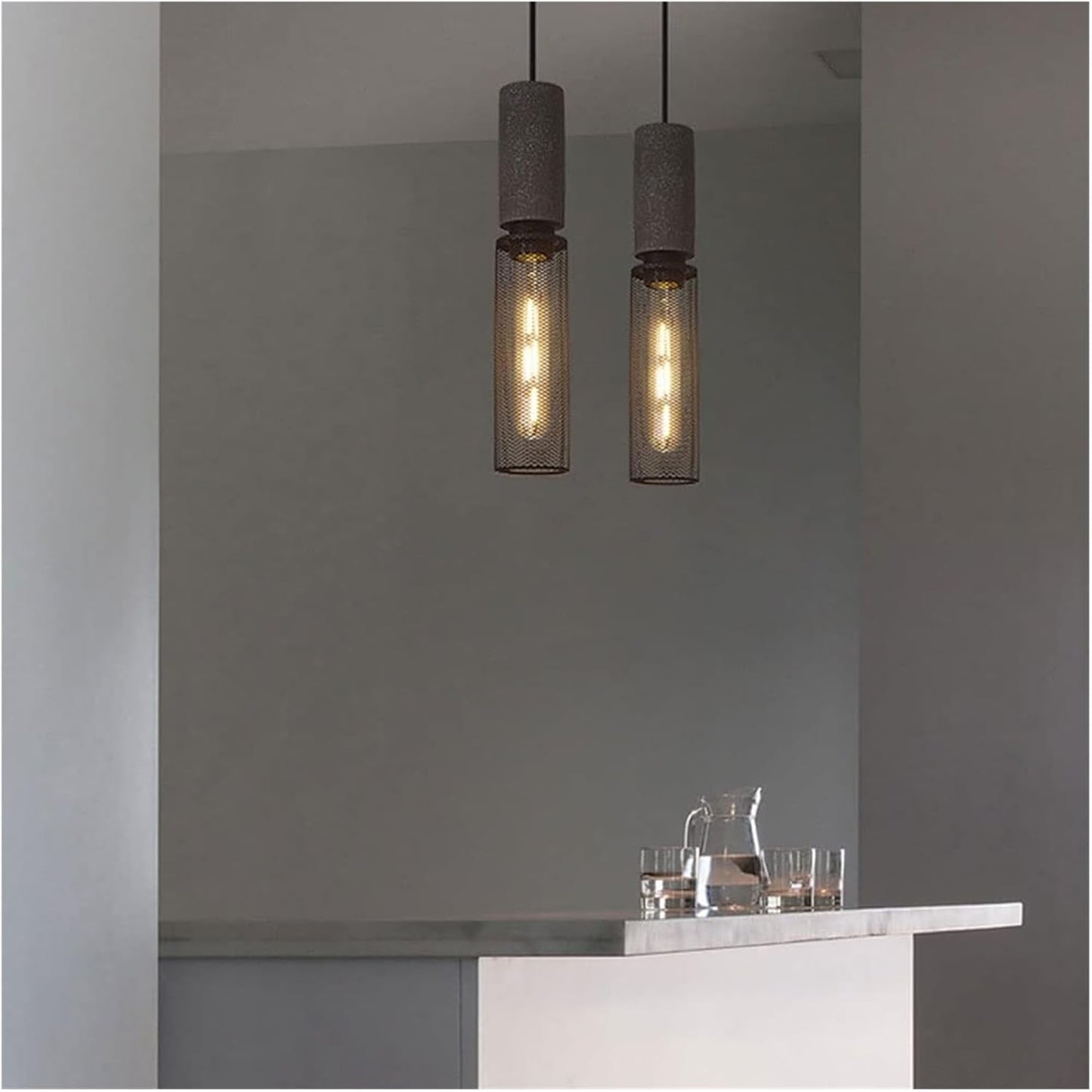 Industriell LED Pendellampa i Betong & Järn