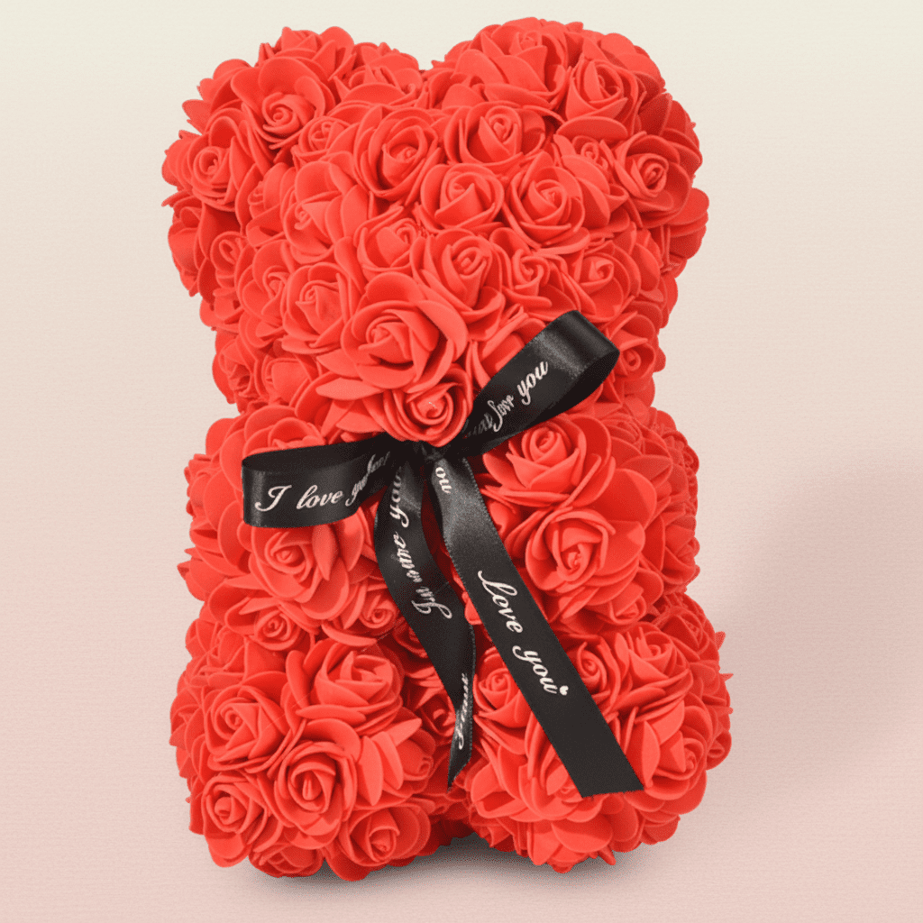 Romantisk Rosebamse med Unik Blomsterdesign til Gaver