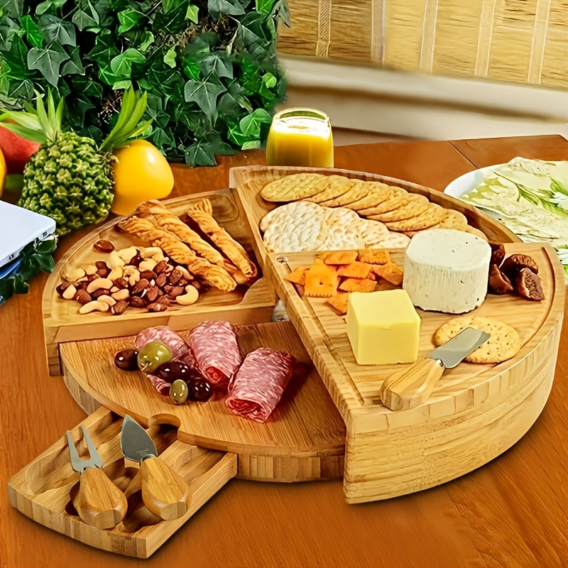 Elegant set av skärbrädor i bambu för ost och snacks