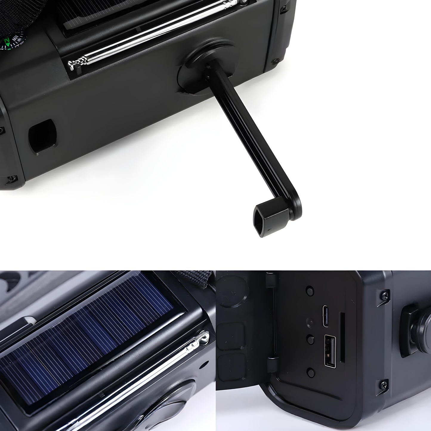 Solardrevet Nødradio med Powerbank & Kraftig Lys