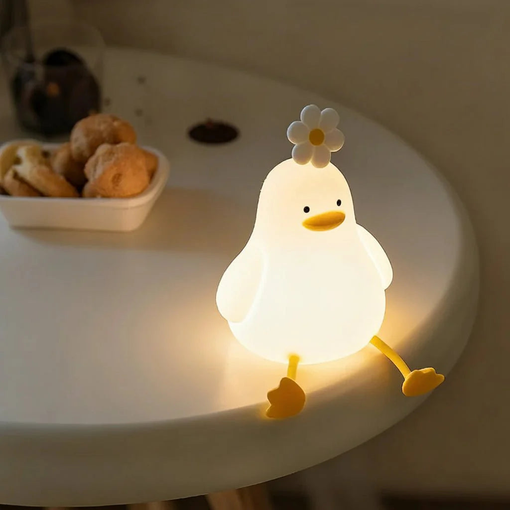 Söt Nattlampa i Silikon med Justerbar LED och Uppladdningsbar