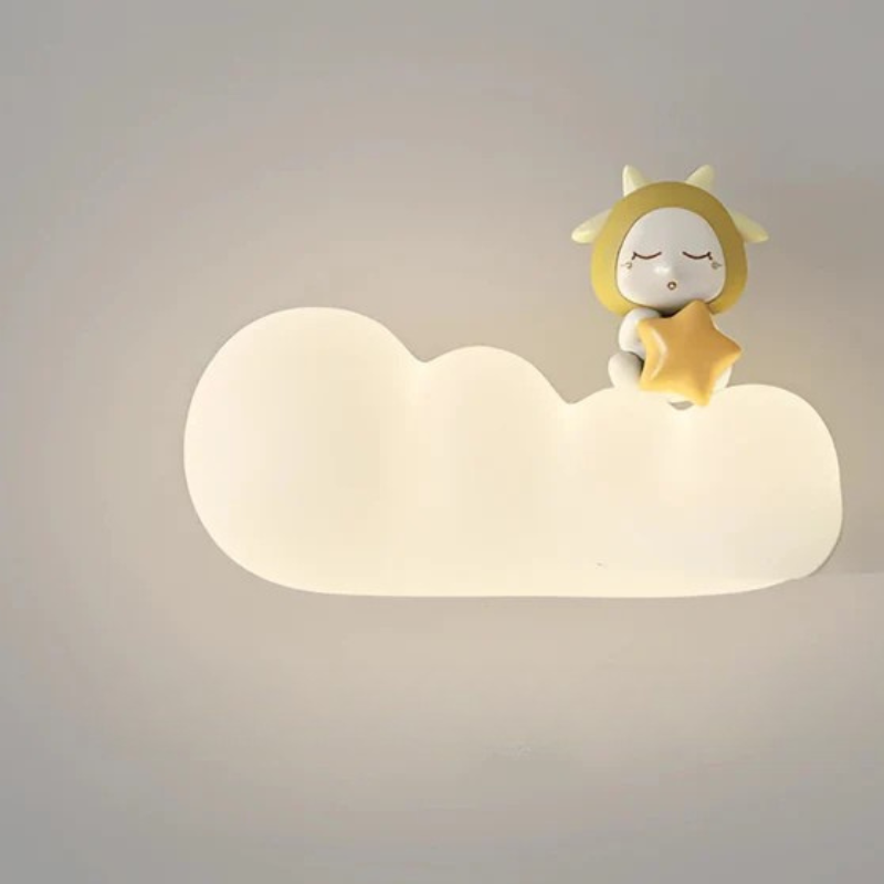 Molnformad Vägglampa med Lugnande LED-Ljus till Barnrum