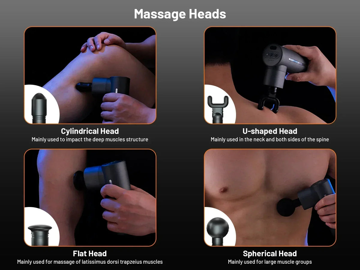Massagepistol med metallhuvud för värme- och kylterapi för muskelavslappning
