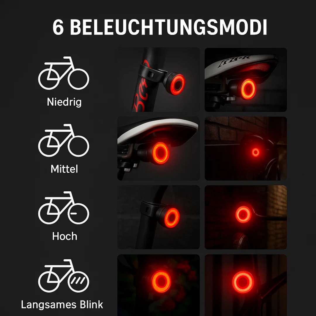 Smart Cykellygte med Automatisk Bremsefunktion og 360° Lys