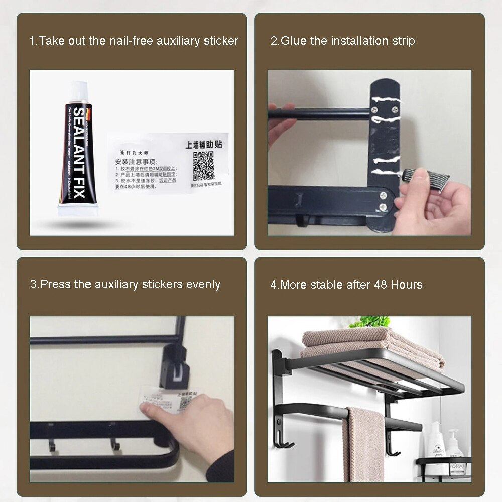 Easy Organizer Bathroom Aluminium Foldbar Håndklædeholder