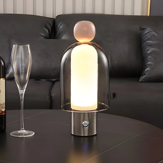 Uppladdningsbar bordslampa i glas med justerbart LED-ljus