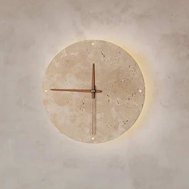 Elegant LED-väggklocka i marmor med energieffektiv belysning