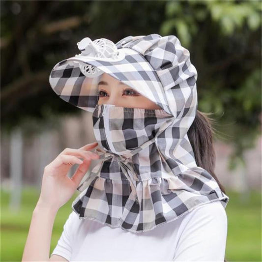 Anti-UV Dust Beskyttende Lang Wrap Hat med Blæser