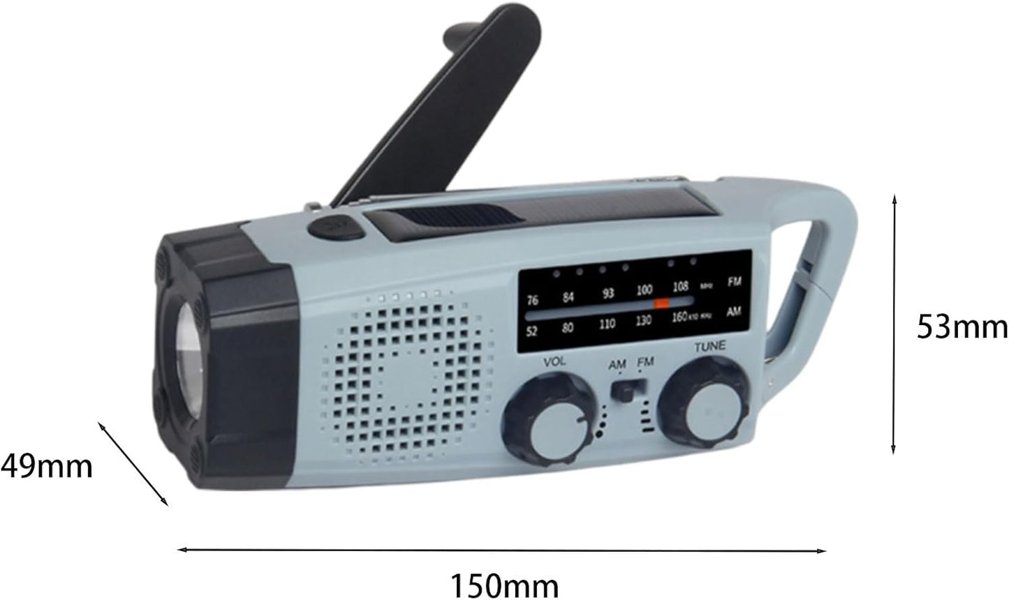 Kompakt Soldriven Nödradio med USB-laddning & LED-lampa