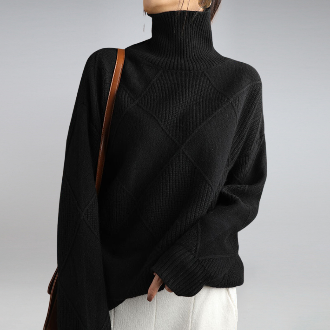 Rullekrave sweater i blød kasmir til damer
