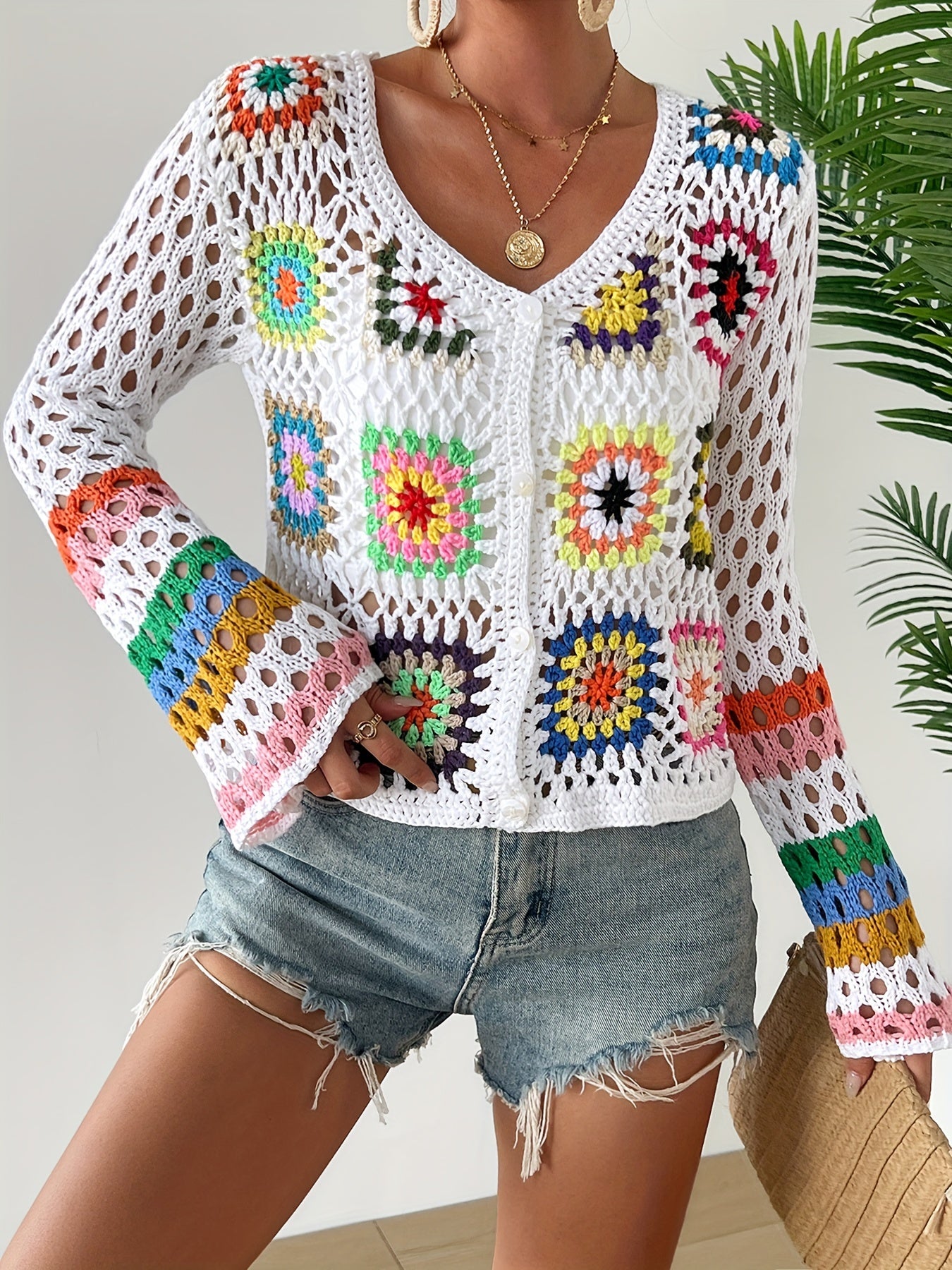 Handgjord boho-klänning i färgglad och bekväm stil