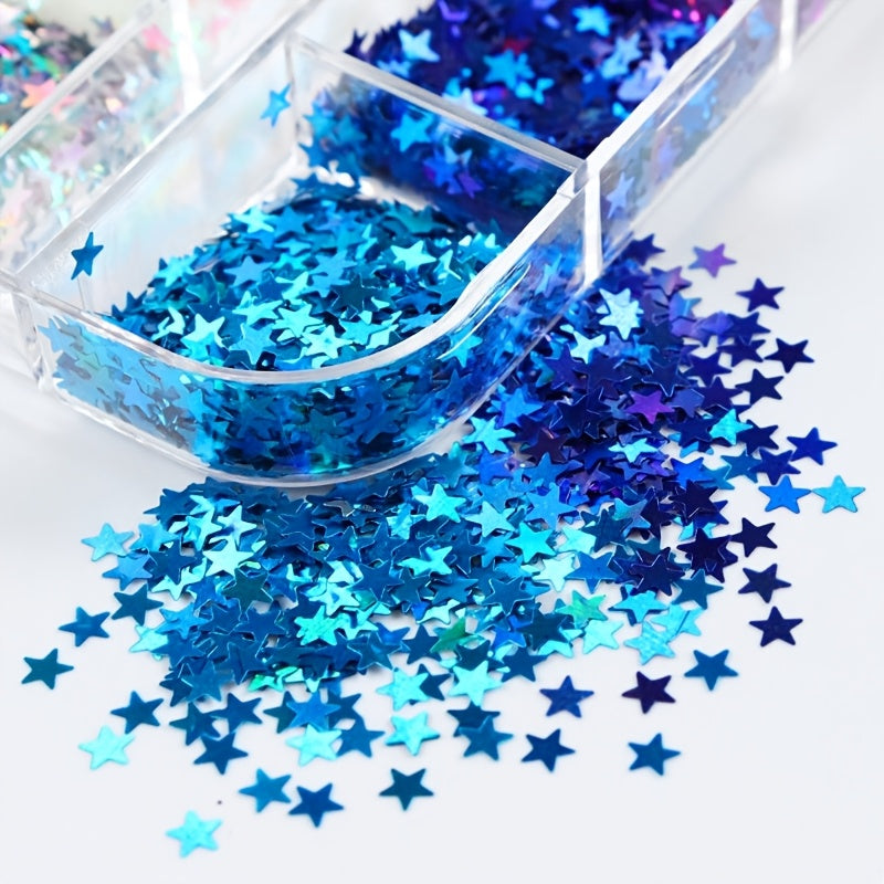Mångfärgat stjärnglitter – 12 färger för kreativa projekt
