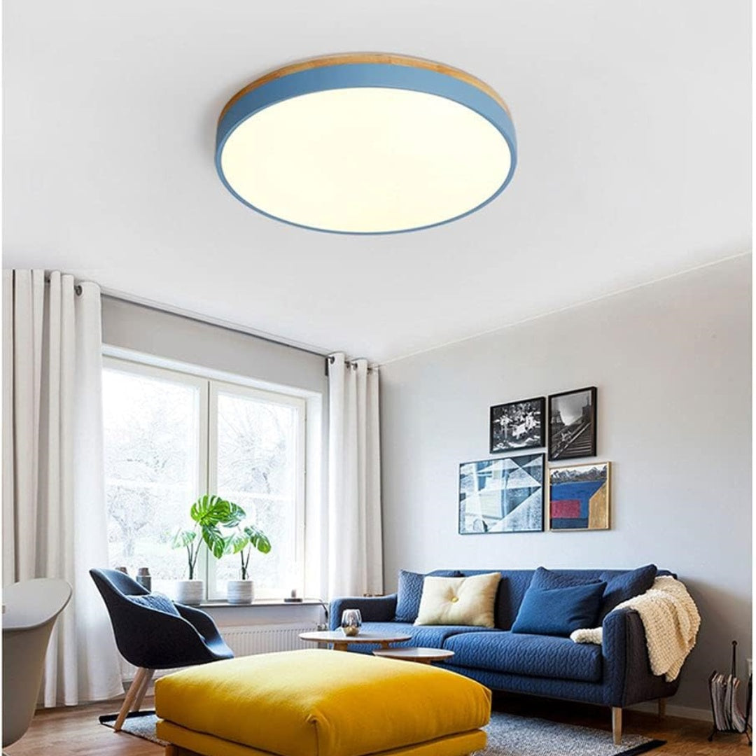 Moderne Loftlampe i Træ med Energibesparende LED