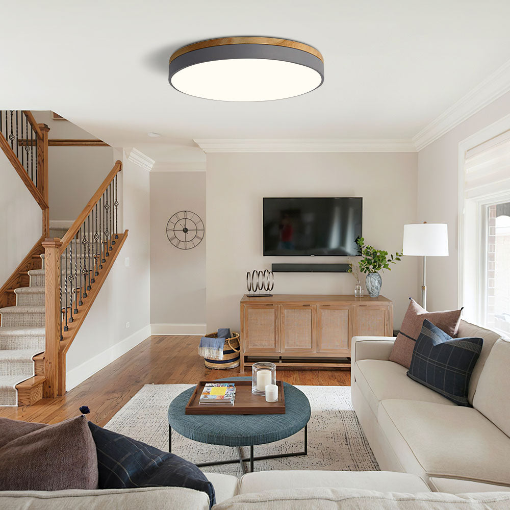 Moderne Loftlampe i Træ med Energibesparende LED