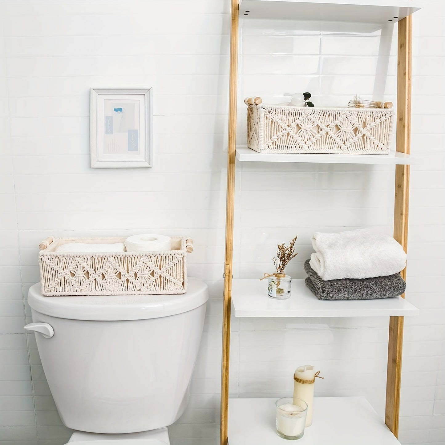 Håndlavet Opbevaringssætte med Macramé – Chic Boho til Elegant Organisering