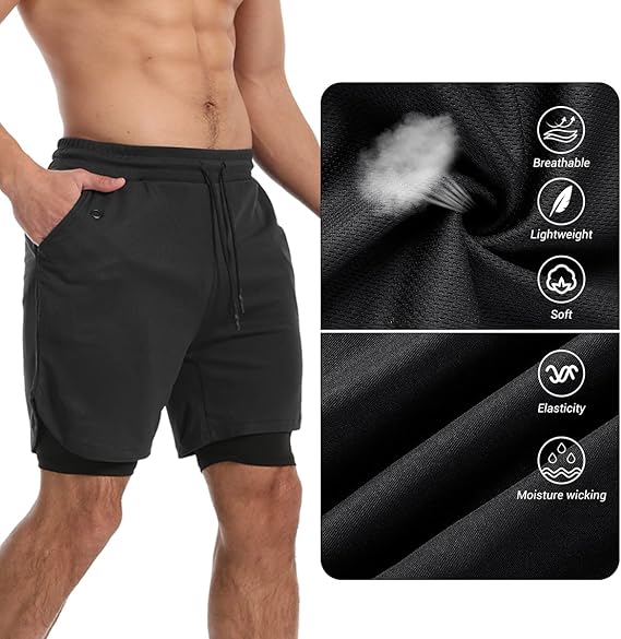 Snabbtorkande Träningsshorts med Telefonficka och Komfort