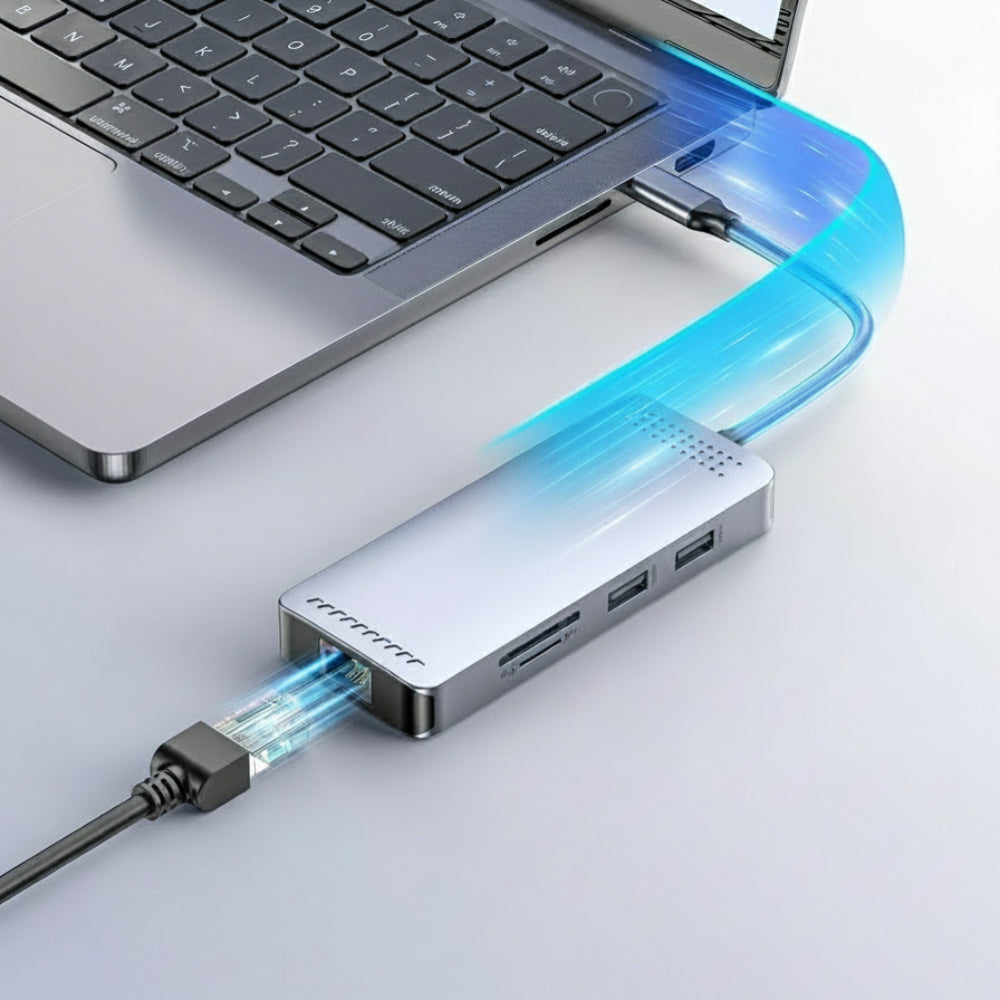 USB-C dockningsstation för dubbla 4K-skärmar med snabbladdning
